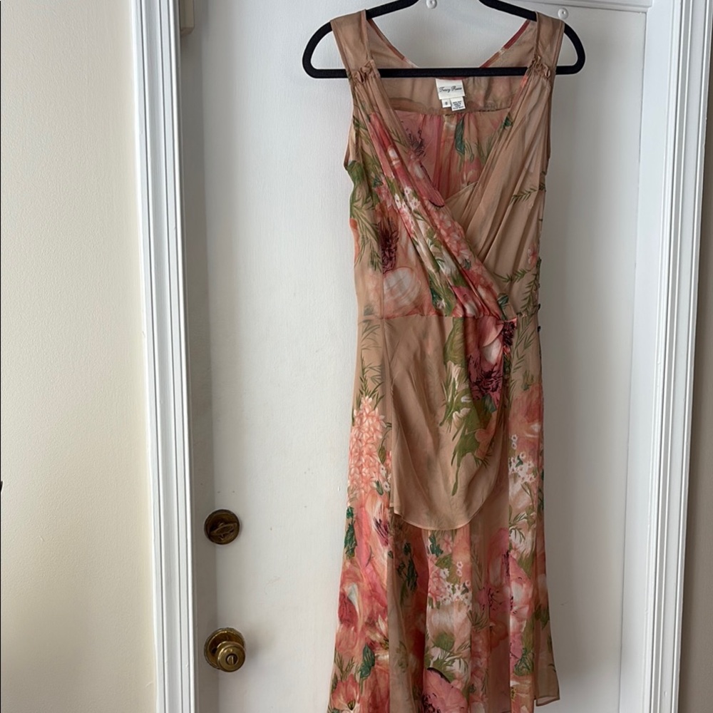 Tracy Reese Pink and Orange Asymmetrical Midi Sundress